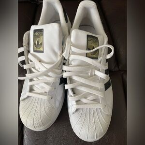 Adidas White Sneakers with Black Accents